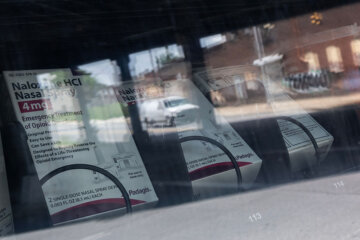 A vending machine, dispensing Narcan, HIV testing kits and other medical supplies