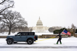 Snowboarding near U.S. Capitol