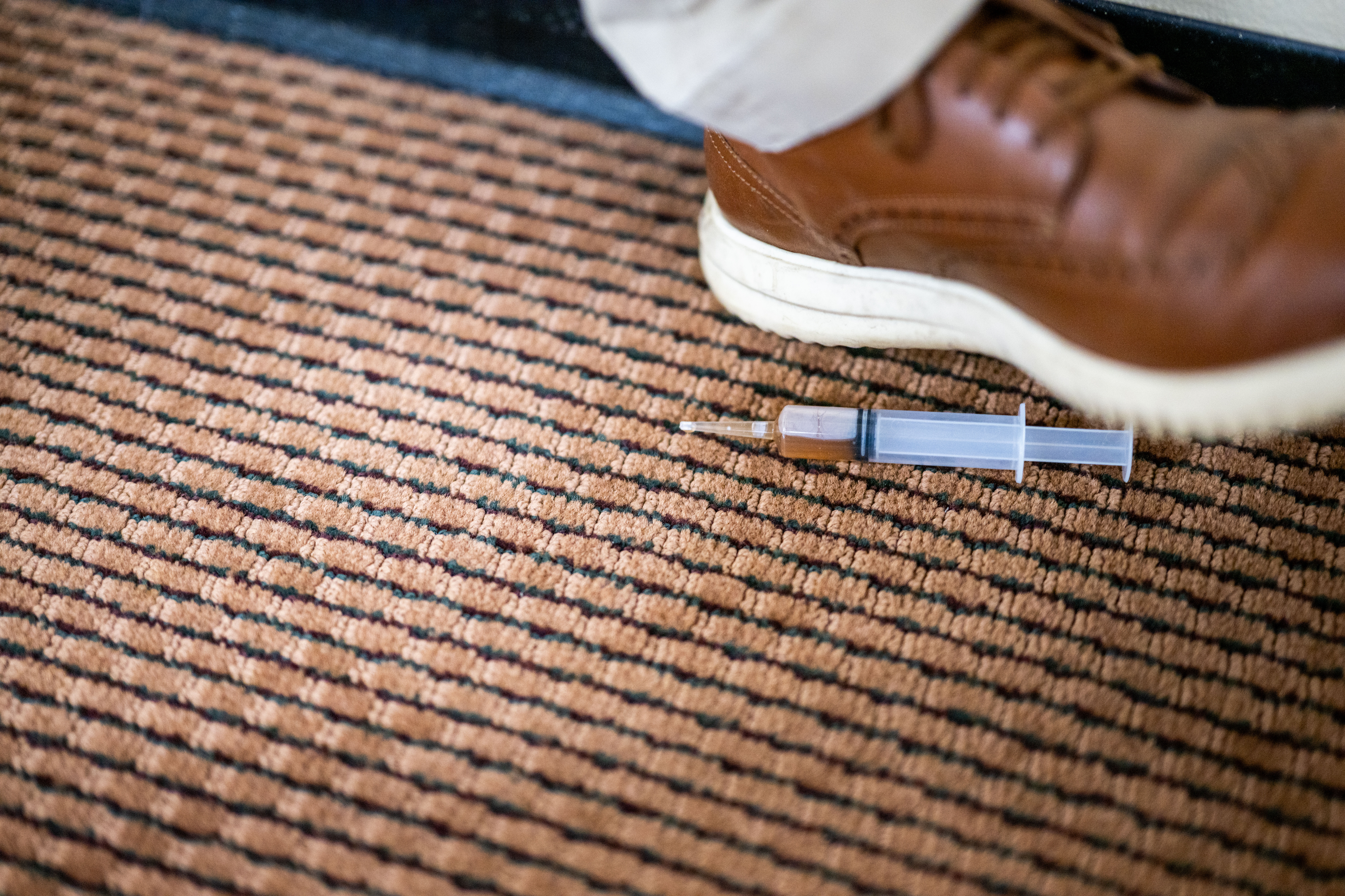 ST. PAUL, MINNESOTA - JANUARY 27: The syringe an individual used in an attempted attack on Rep. Ilhan Omar (D-MN) during a town hall meeting at the Urban League Twin Cities facility is seen on January 27, 2026 in Minneapolis, Minnesota. A person holding a syringe charged Omar's podium while she spoke to community members. Protests and demonstrations continue around Minneapolis in the aftermath of the killings of Alex Pretti and Renee Nicole Good by federal law enforcement.  (Photo by Brandon Bell/Getty Images)