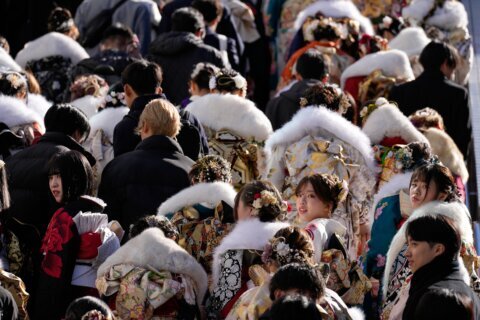 Photos of 20-year-olds at a Coming of Age Day ceremony in Japan