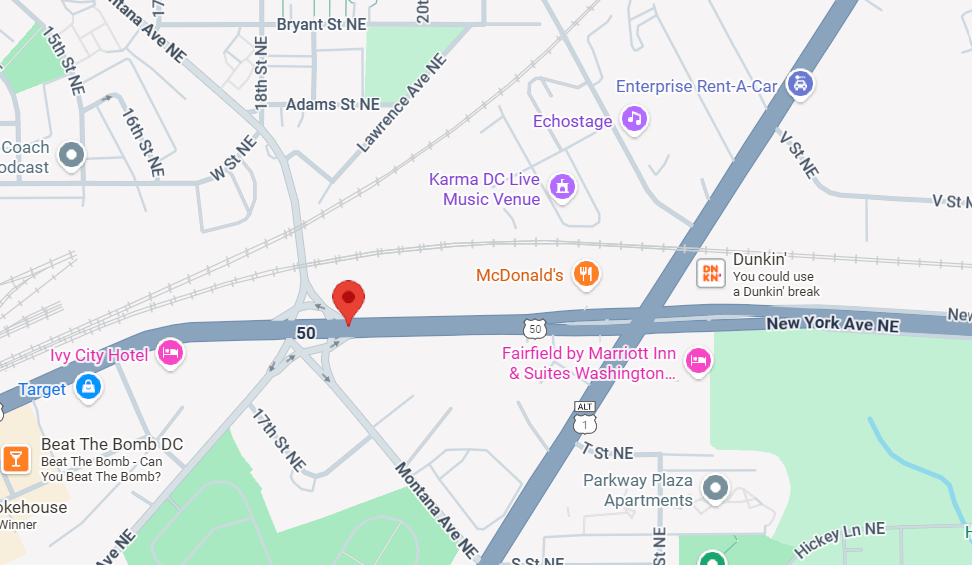 Map of Northeast DC shooting