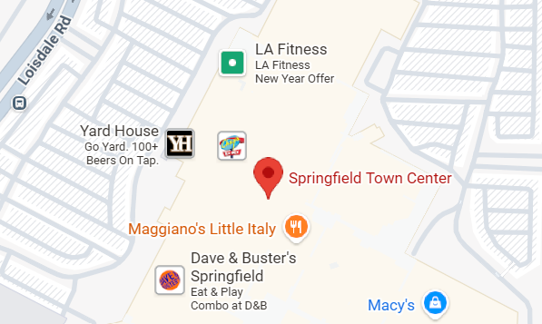 Map of Springfield Town Center incident