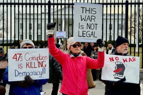 Protestors in front of White House.