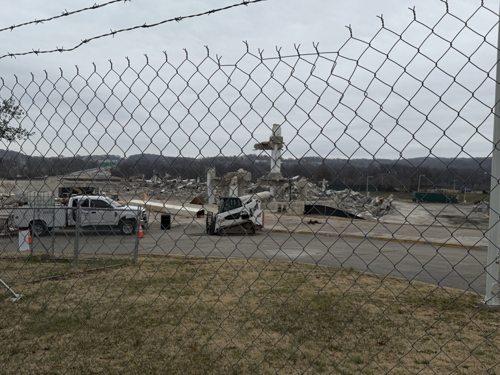 largely demolished sports stadium