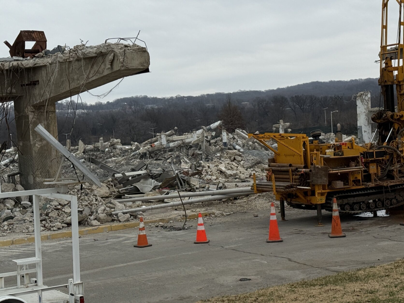 largely demolished sports stadium
