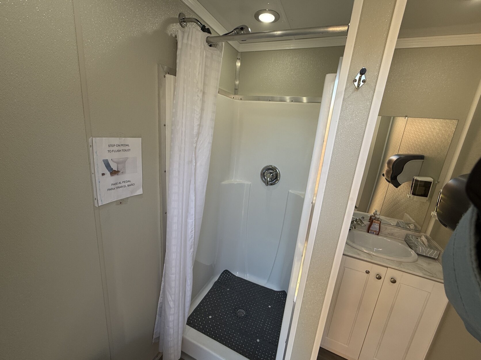 shower and sink mobile bathroom