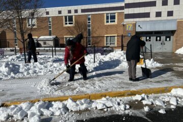 crew shoveling snow
