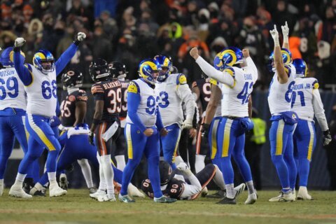 Rams shake off wild TD pass by Caleb Williams to force OT, beat Bears 20-17 to reach NFC title game