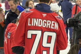 The kids spent Wednesday afternoon skating, shooting and saving goals with Capitals players.