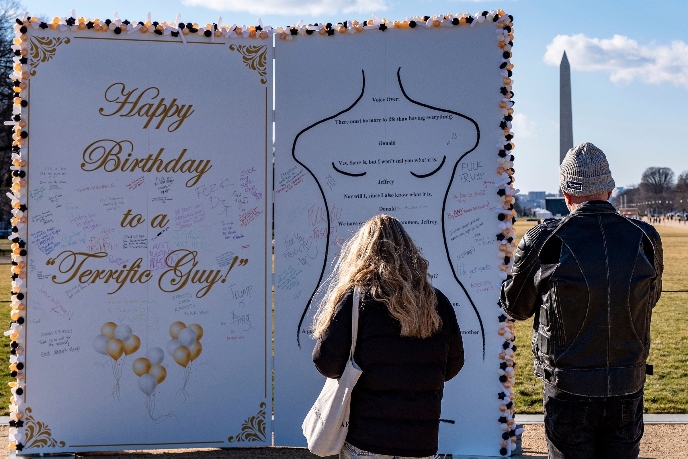 10-foot-tall replica of Trump’s alleged birthday message to Epstein appears on National Mall