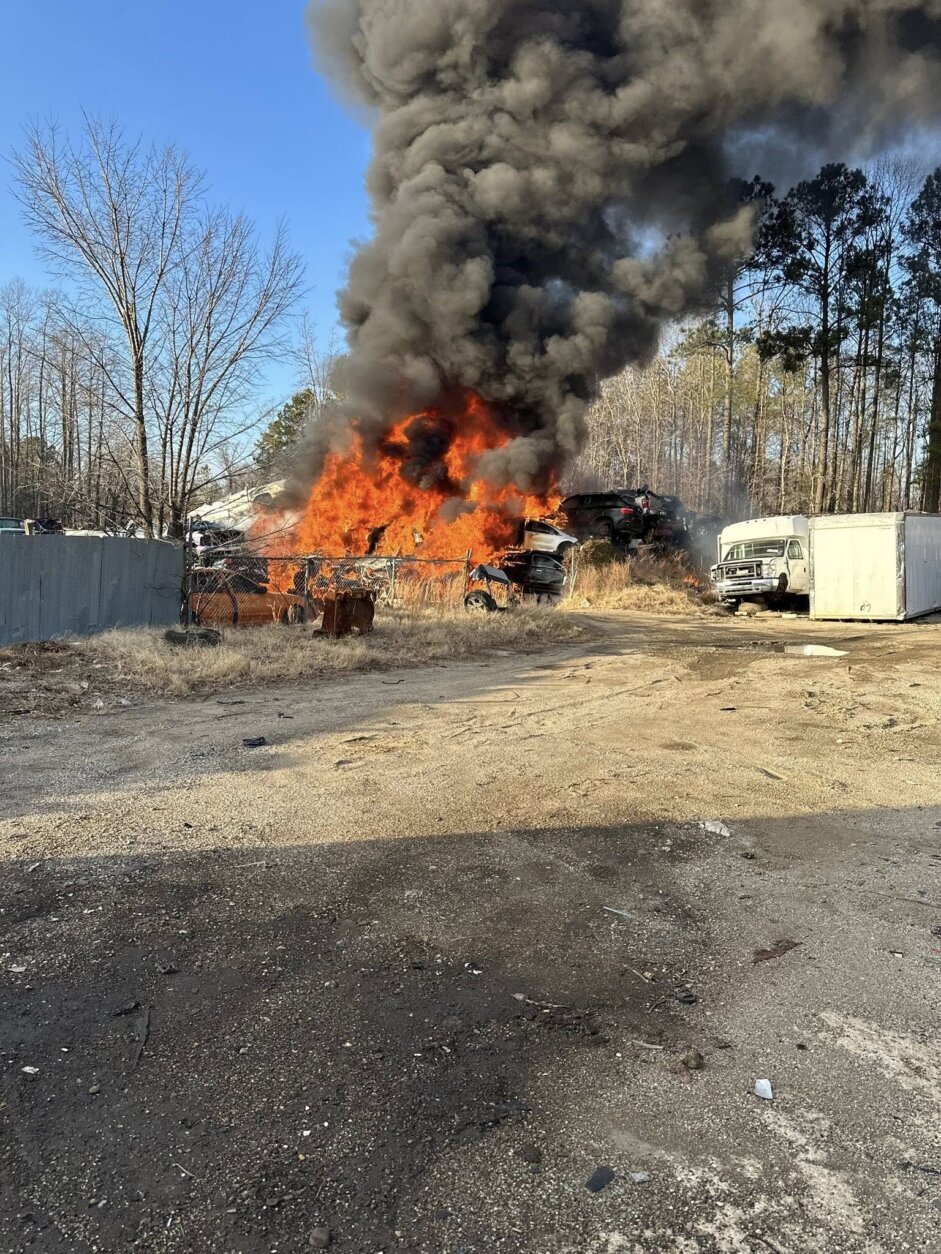 large fire with smoke billowing