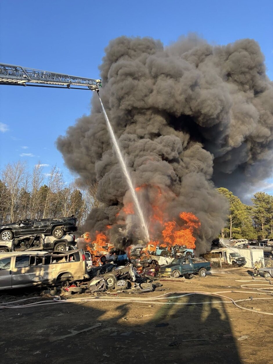 large fire with smoke billowing