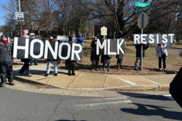 Hundreds of people marched through Falls Church, Virginia, on Martin Luther King Jr. Day, honoring the civil rights icon’s legacy as well as the town’s Black history.