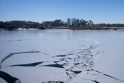 Ice cracks over the Potomac River in Washington, DC, on February 2, 2026. (Photo by Brendan Smialowski / AFP via Getty Images)