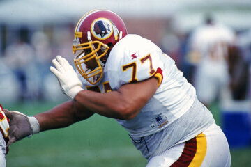 25 Jul 1994: Tre Johnson #77 of the Washington Redskins moves on the field during the Redskins Training Camp at Dickinson College.