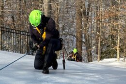 Prince William County's Fire and Rescue crew using ropes for a weather-related call for assistance.