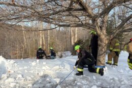 Prince William County's Fire and Rescue crew using ropes for a weather-related call for assistance.