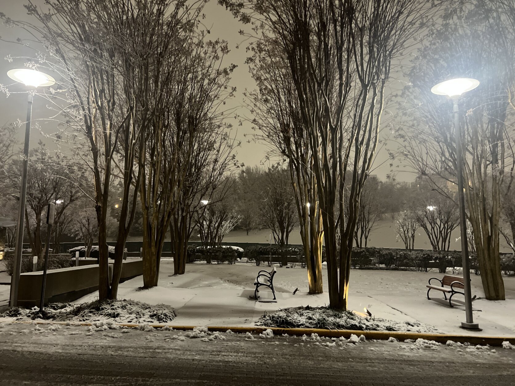 A snow-covered field in Fairfax, Va.