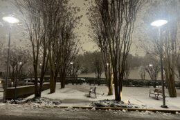 A snow-covered field in Fairfax, Va.