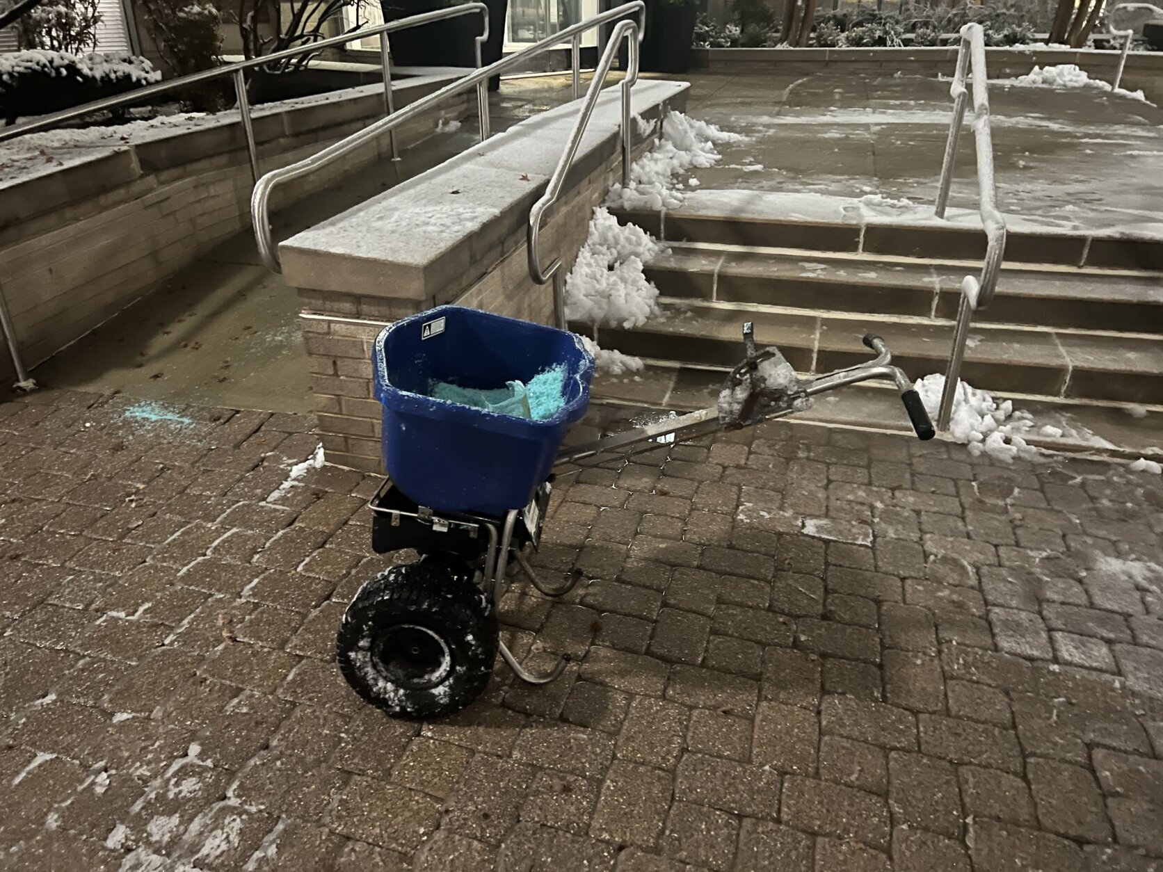 Ice melt being distributed in Fairfax, Va.