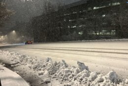 A snowy street in Fairfax, Va. 