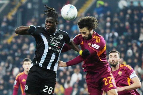 Deflected free kick steers Udinese to win over Roma in Serie A
