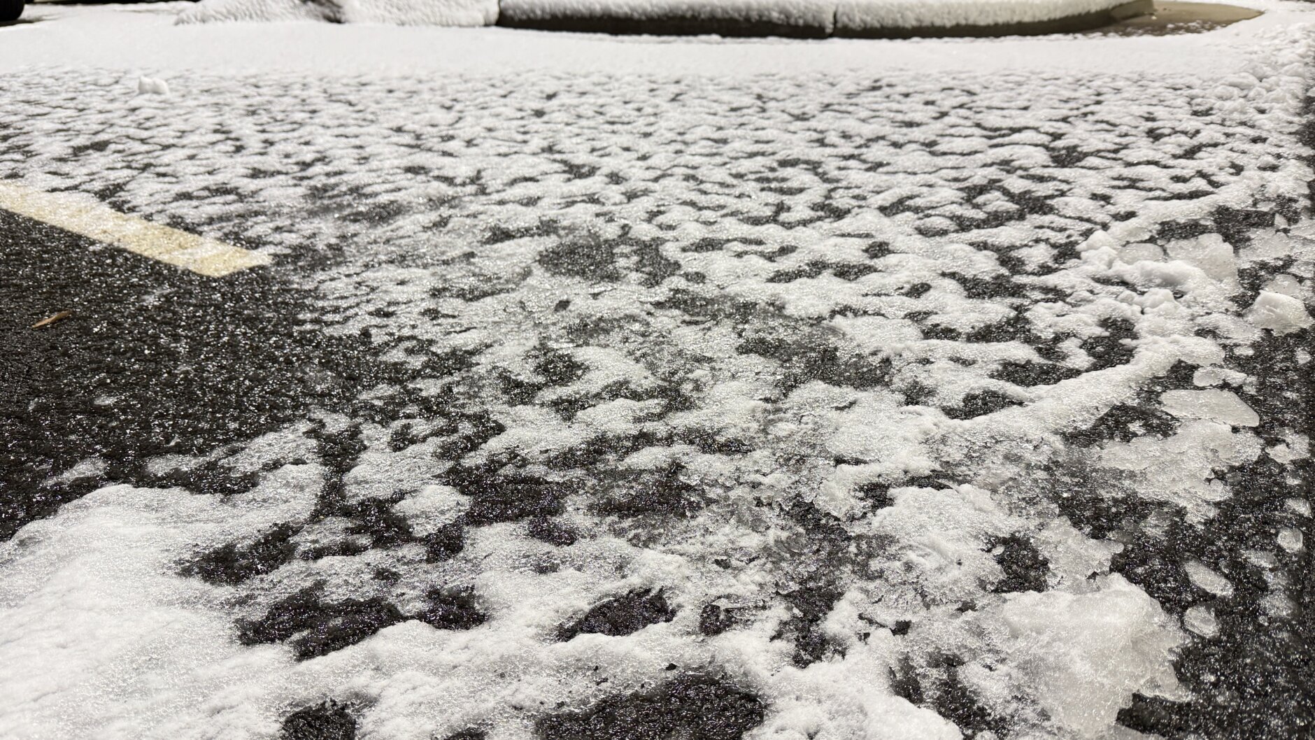Slush on the road after the snowstorm.