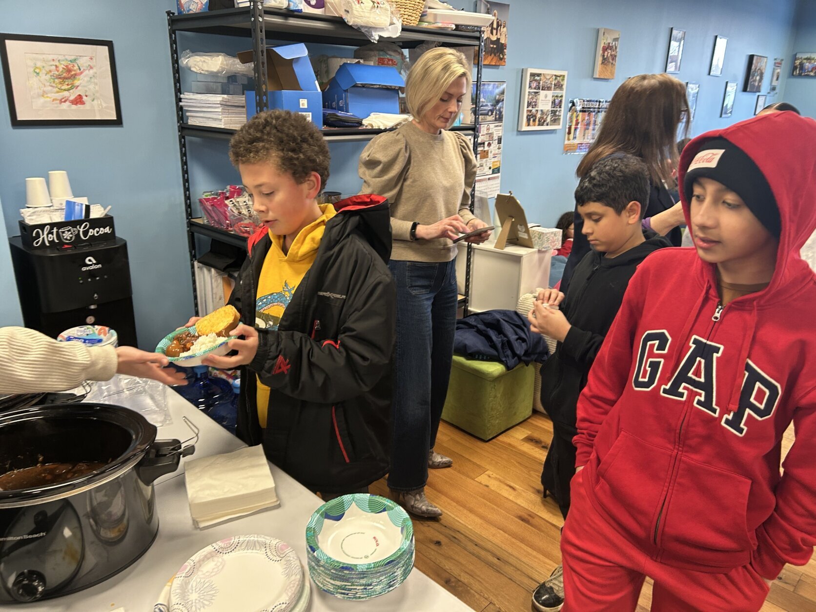 Kids gathered around