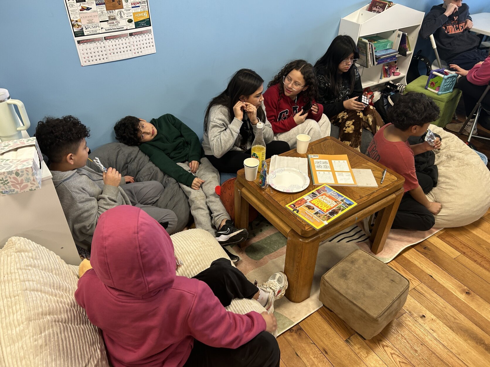 Kids gathered around