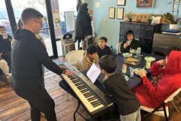 Kids gathered around