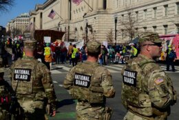 National Guard troops stands by protests
