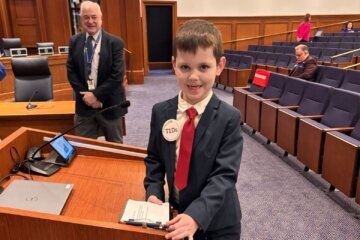 Ruston Revell, 6, has traveled from Prince William County to Richmond to testify in favor of a bill surrounding Virginia schools and students with diabetes.