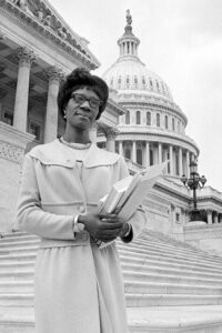 Rep. Shirley Chisholm, D-N.Y., in front of the U.S. Capitol in D.C. on March 26, 1969