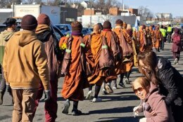 The monks passed by Potomac Yard on Feb. 9, 2026, nearing their final destination.