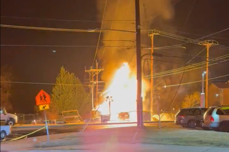 Gas explosion in Calverton sends 1 to hospital, brings down power line