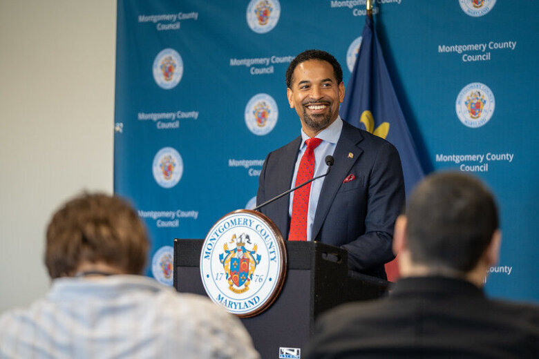 On March 10, 2026, Councilmember Will Jawando holds a press conference to discuss Bill 8-26, Landlord-Tenant Relations – Prohibition Against Price Coordination and Rent-Setting Algorithms. He was joined by local leaders and Councilmembers Kristin Mink and Shebra Evans.