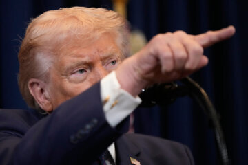President Donald Trump speaks at a news conference, Monday, March 9, 2026, at Trump National Doral Miami in Doral, Fla. (AP Photo/Mark Schiefelbein)