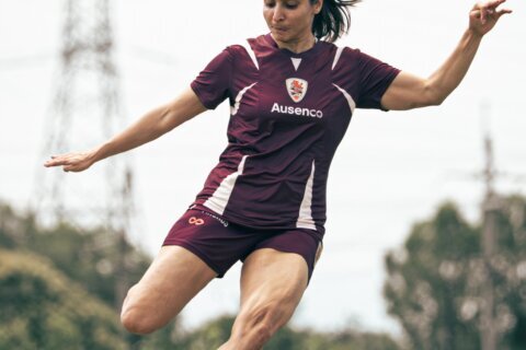 Iranian women soccer players granted asylum in Australia are pictured training in Brisbane