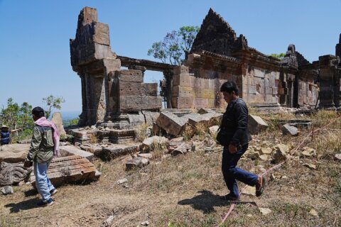 A 1,000-year-old temple lies battered after Cambodia-Thailand border clashes