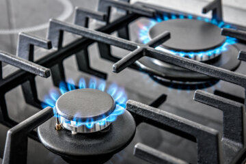 Lit burners on a gas stove