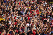LANDOVER, MARYLAND - JUNE 08: Fans clap during the second half of a match between the United States and Colombia at Commanders Field on June 08, 2024 in Landover, Maryland. (Photo by Brad Smith/ISI Photos/USSF/Getty Images)