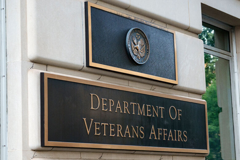 WASHINGTON, DC - JUNE 22: A plaque is displayed outside of the Department of Veterans Affairs' headquarters on June 22, 2025 in Washington, DC. (Photo by Kevin Carter/Getty Images)