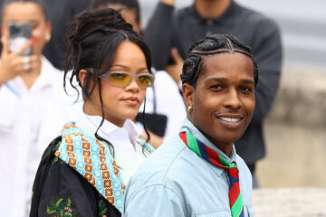 PARIS, FRANCE - JUNE 27: Rihanna and A$AP Rocky attend the Dior Homme Menswear Spring/Summer 2026 show as part of Paris Fashion Week on June 27, 2025 in Paris, France. (Photo by Marc Piasecki/WireImage)