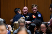 Brian McGinnis, a protester dressed in a military uniform, disrupts a Senate Armed Services Subcommittee hearing on Capitol Hill on March 4, 2026, in D.C. (Photo by Andrew Harnik/Getty Images)