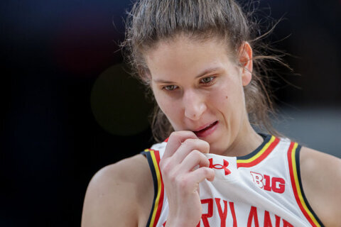 Etute, Fiso lead second-half rally as Oregon women beat No. 14 Maryland 73-68 in Big 10 Tournament