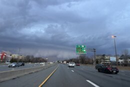 stormy clouds over road