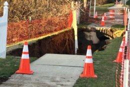 traffic cones and construction at collapse