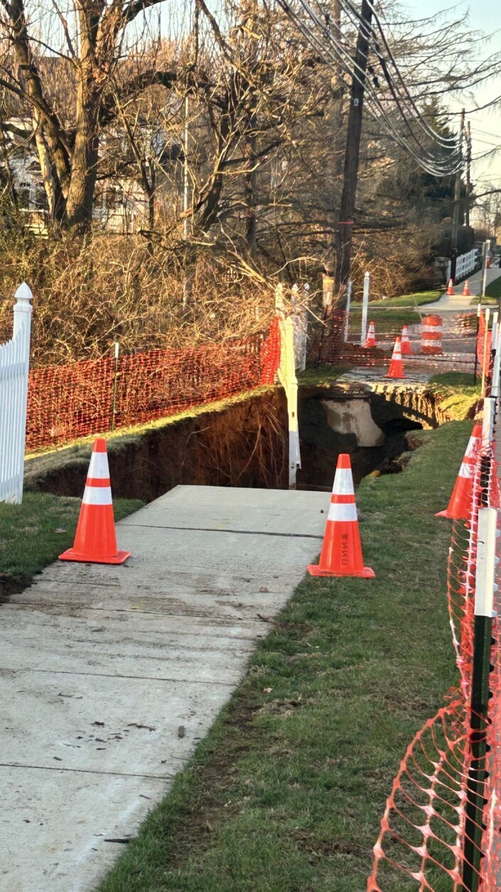 traffic cones and construction at collapse