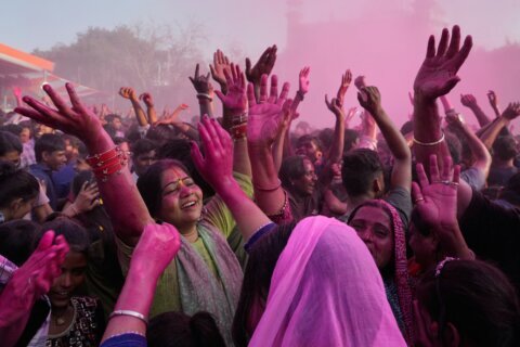 Photos of revelers celebrating Holi, the Hindu festival of colors, in India’s Mathura