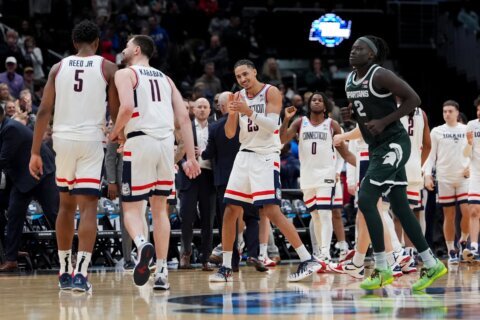 It’s UConn vs. Duke for a Final Four spot after the Huskies edge Michigan State 67-63